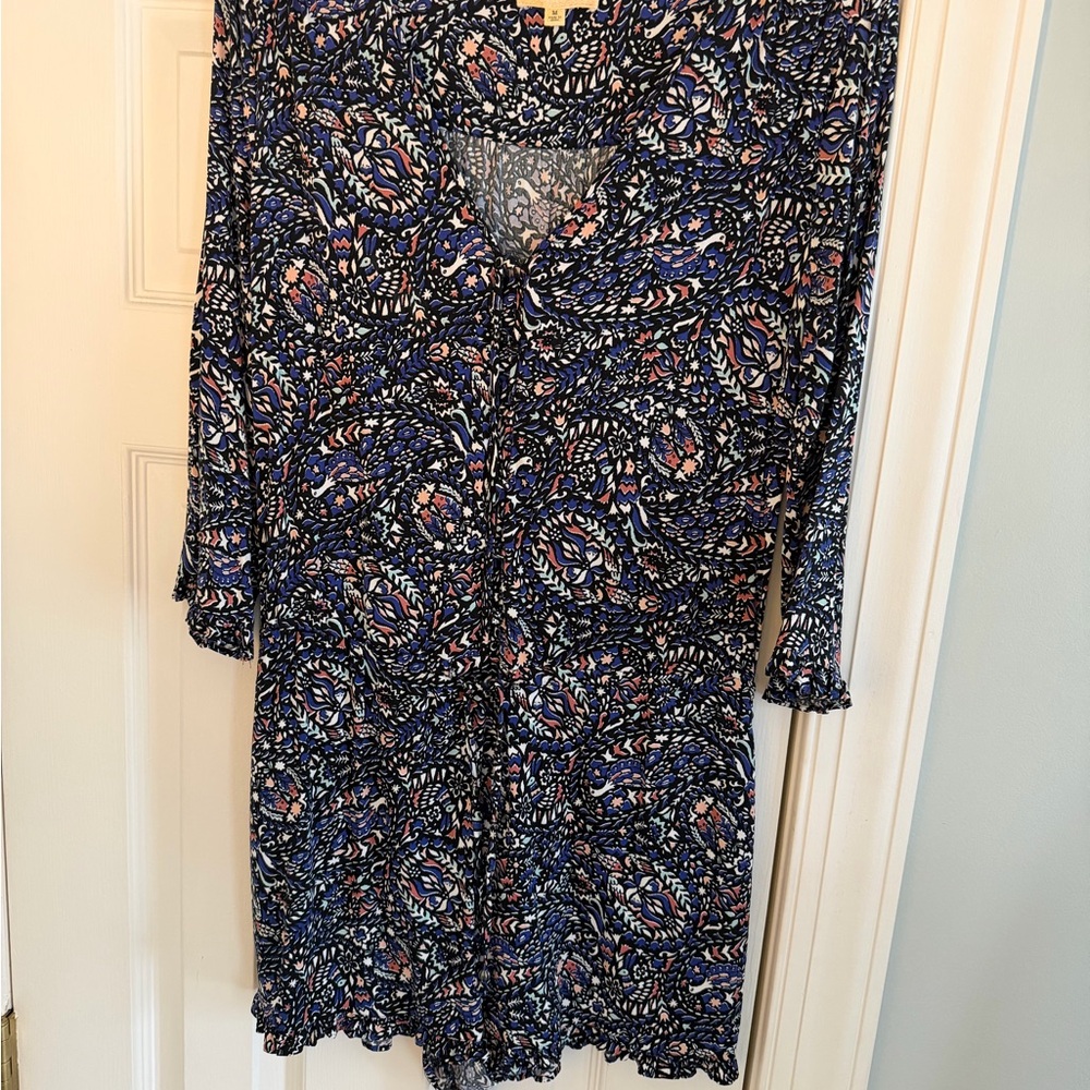 Black Swan Navy and Pink Paisley Print 3/4 sleeve Romper